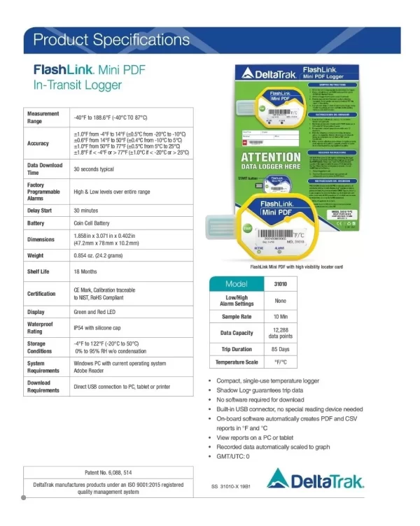 Deltatrak 31010 Registrador Temperatura Usb Pdf.